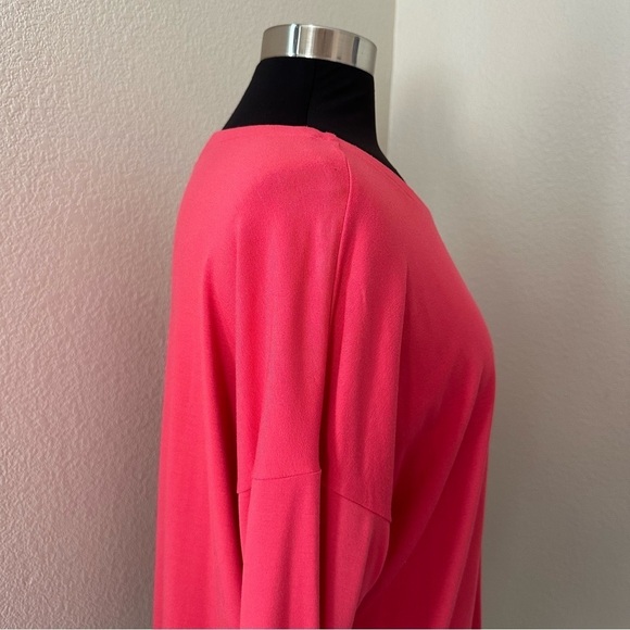 EILEEN FISHER Scoop Neck Dolman Long Sleeve Jersey Pink Coral Blouse Size L - Picture 6 of 11